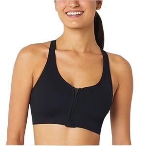 Xersion Sports Bra, Front‎ Zip, Medium Support, Seamless, Black, Size XL, NEW